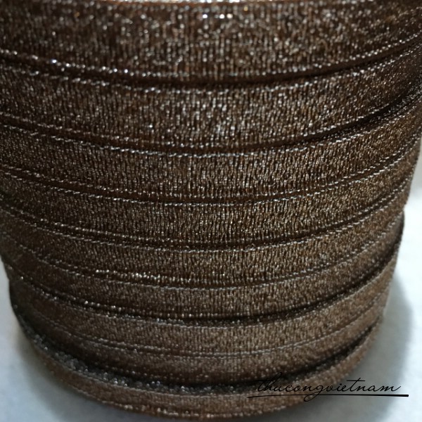 Ruy băng kim tuyến màu nâu bản 1cm
